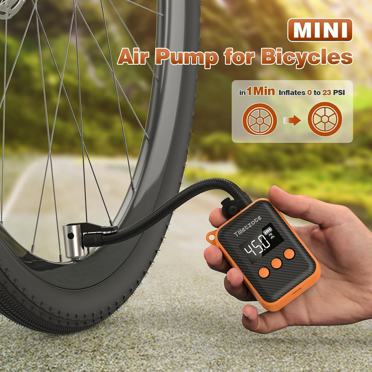 Portable Bike Pump with Gauge 130 PSI Mini Tire Inflator for Bikes & Sports Equipment