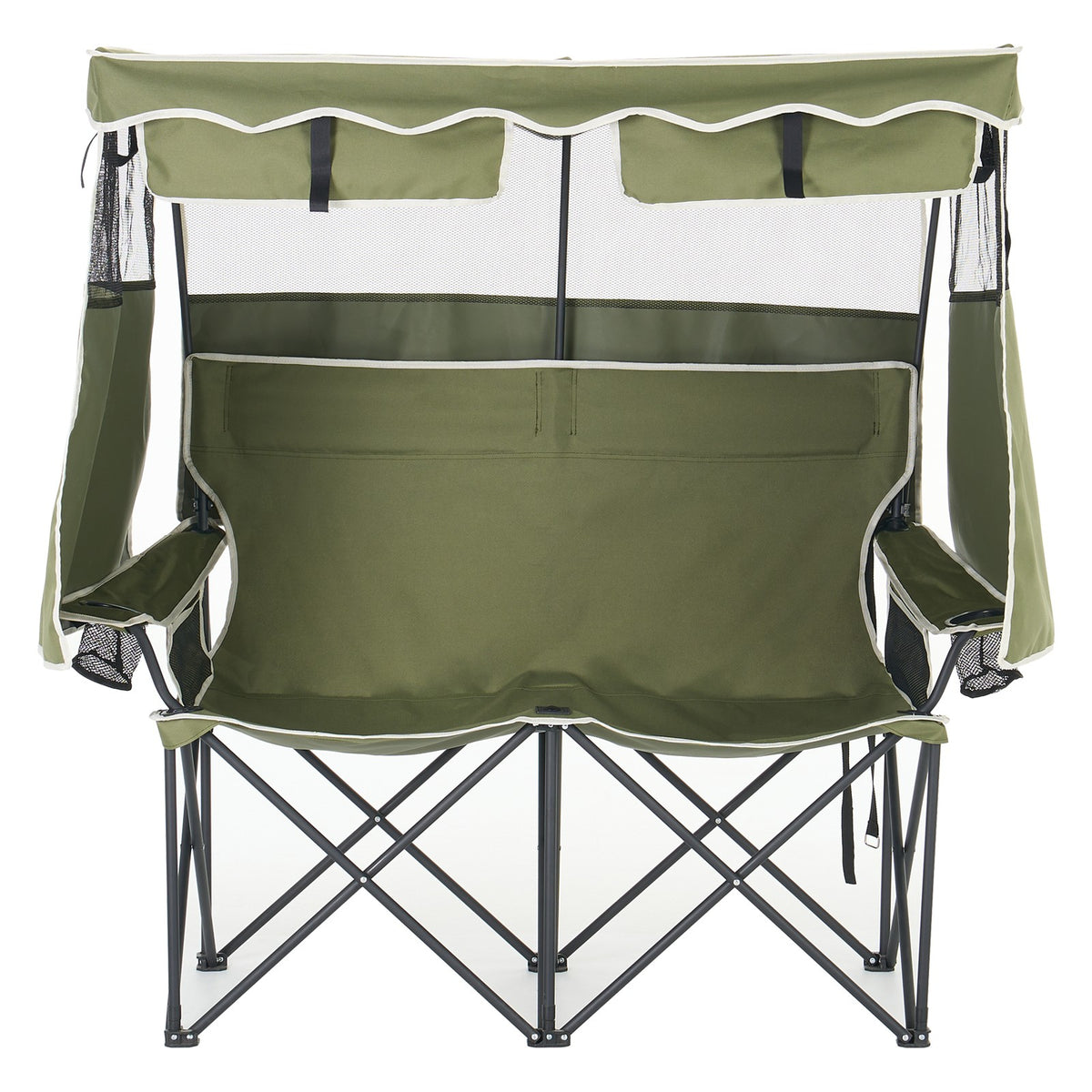 Double Camping Chair with Canopy Shade - Portable Outdoor Folding Seat for Beach & Picnic