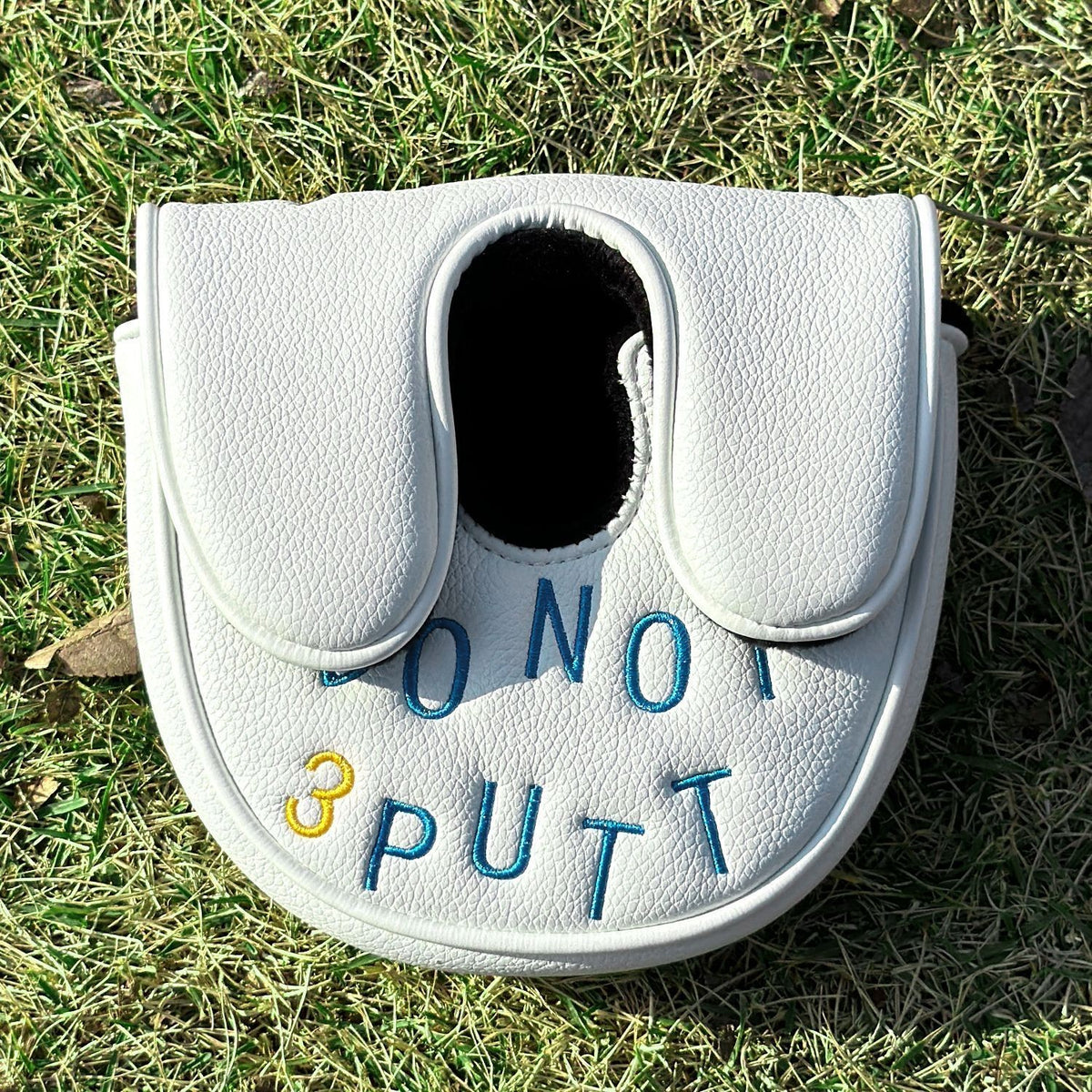 Golf Putter Headcover with Magnetic Closure - White Protective Cover