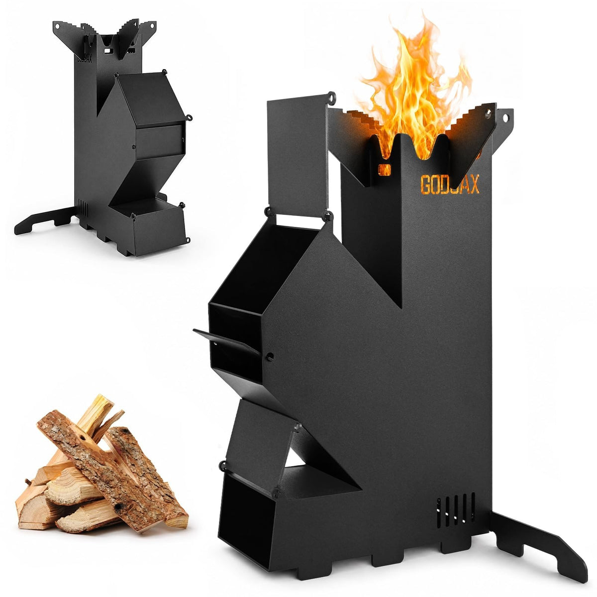 Portable Wood-Burning Camping Stove with Carry Bag - Outdoor Cookware