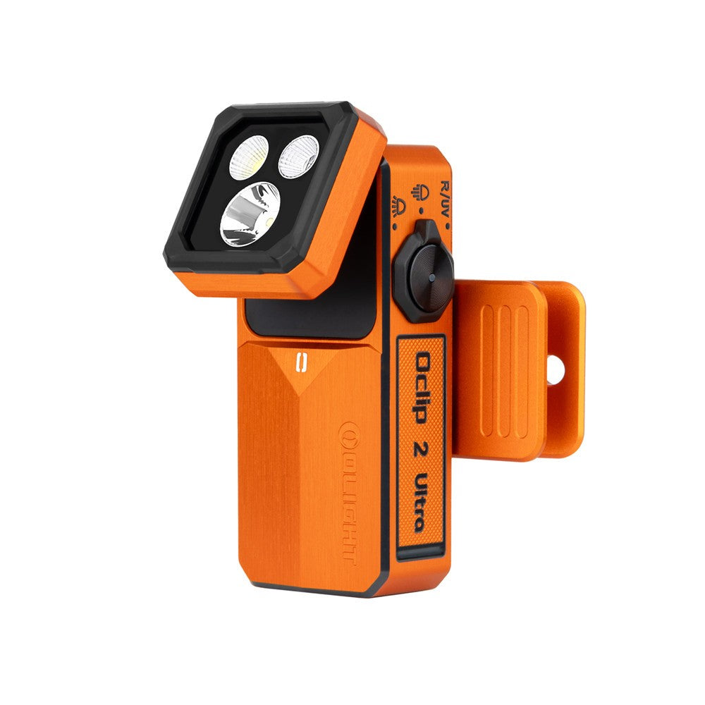 Olight Oclip 2 Ultra Amber Orange Clip Flashlight with UV Floodlight Red Spotlight 580 Lumens