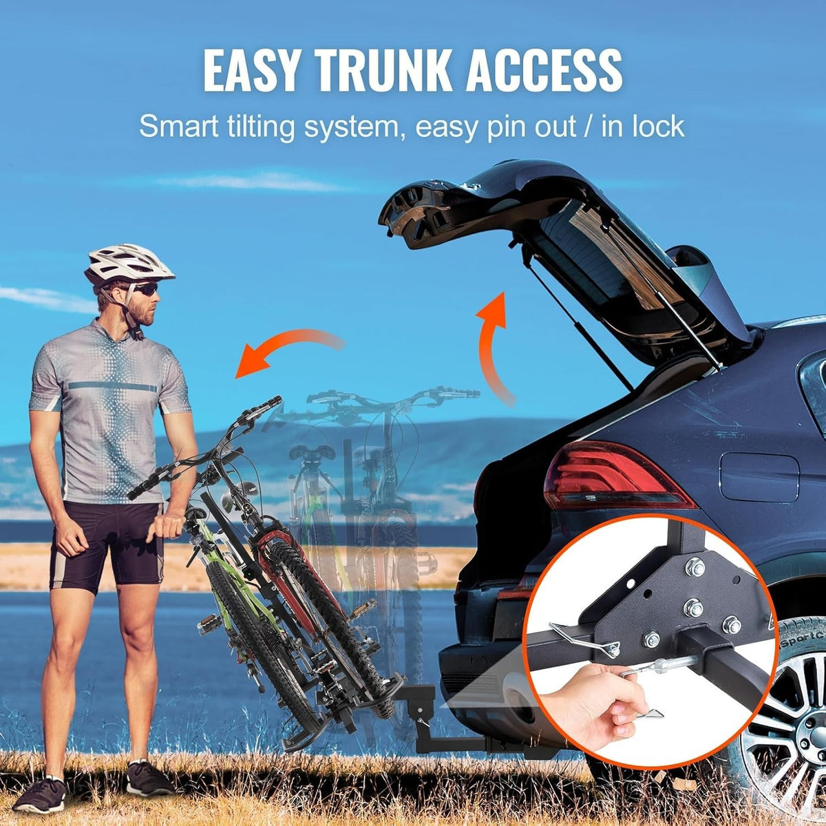 Heavy Duty Folding Bike Rack Carrier with Lock for Vehicles and Trucks