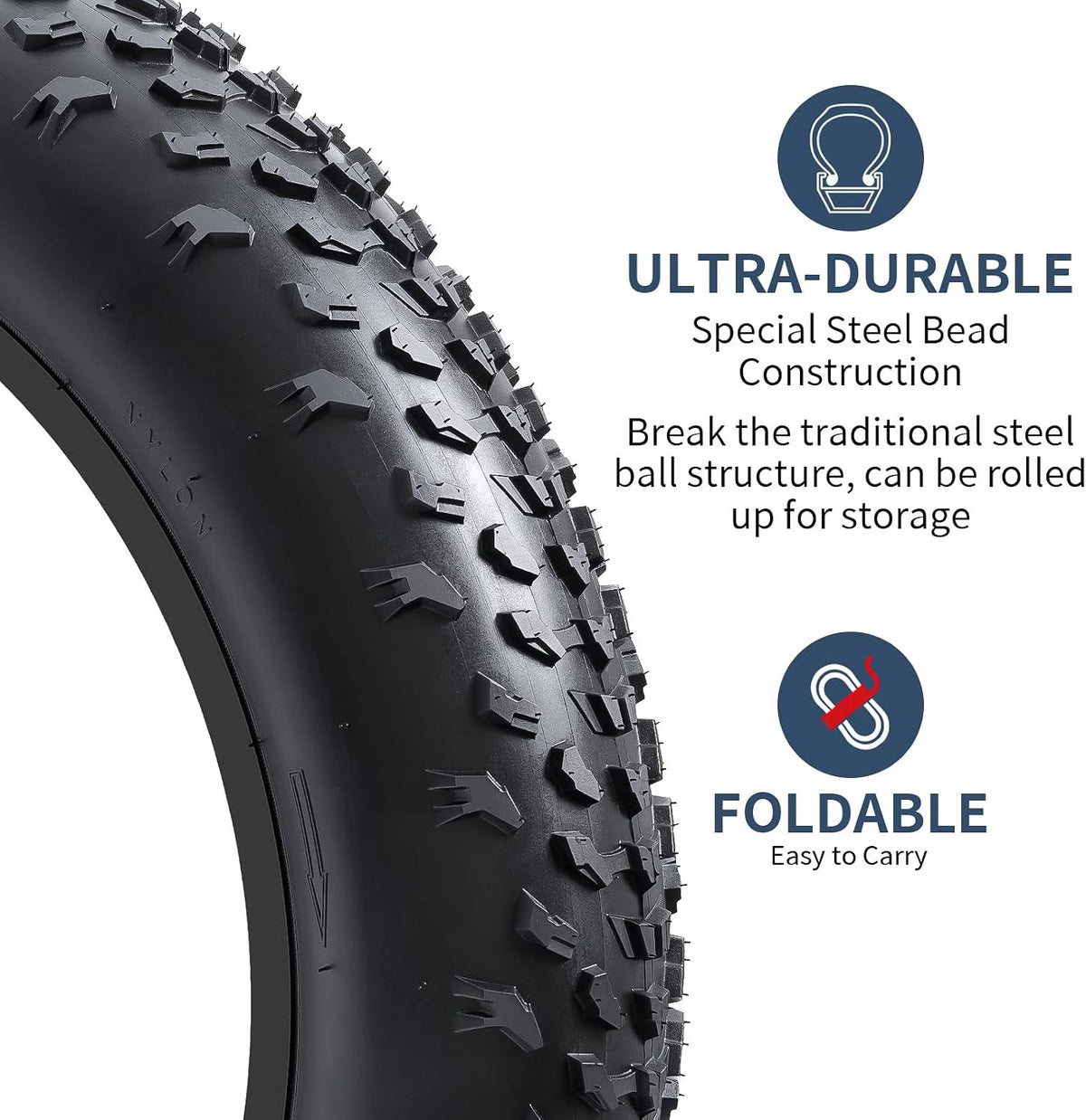 Fat Bike Tire and Inner Tube Set 20x4.0 for Mountain & Off-Road Biking