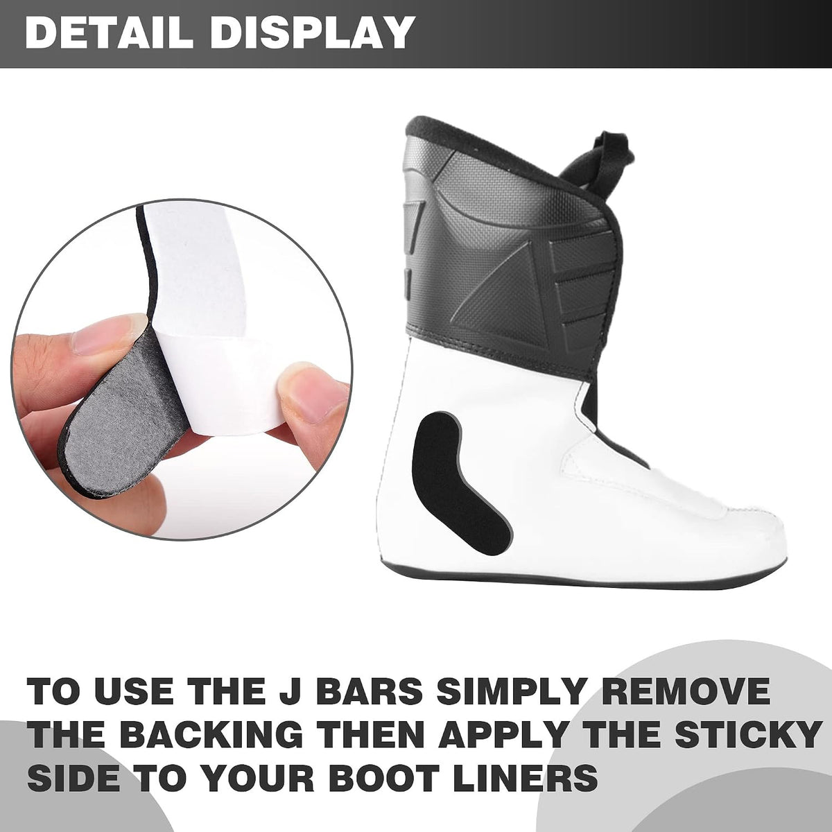 24 Pcs Ski & Snowboard Boot J Bars Foam Padding Self-Adhesive Inserts