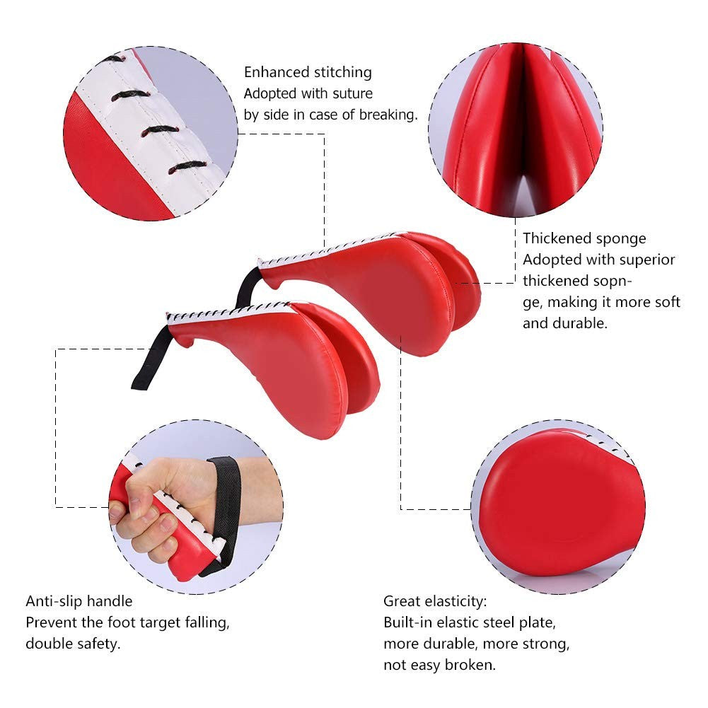 Martial Arts Kick Pad for Taekwondo Boxing Training - Double Sided Practice Target with Wrist Strap