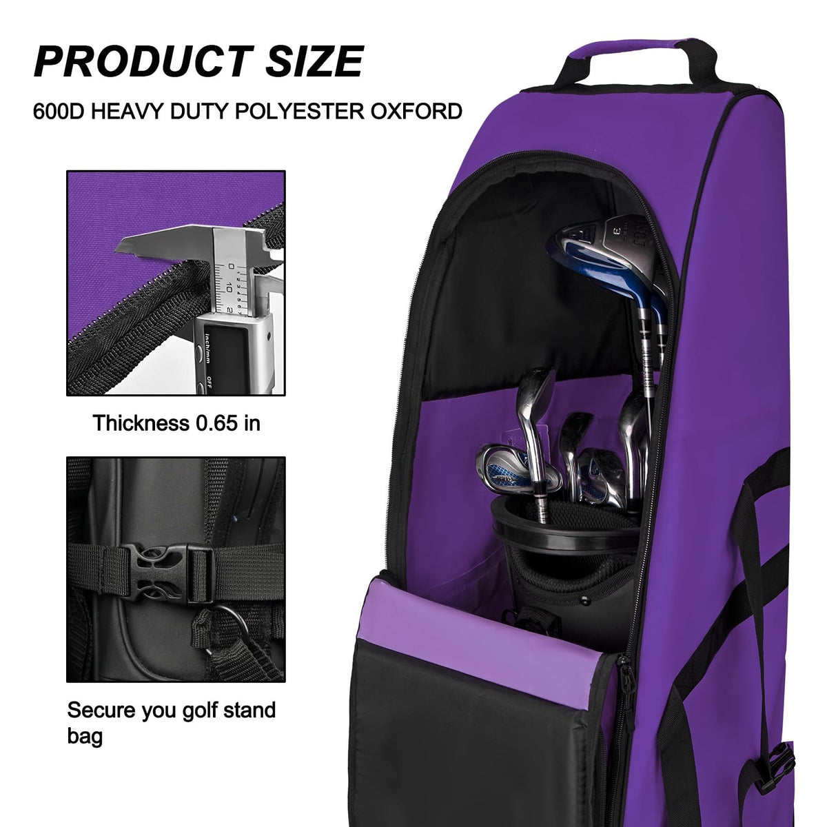 Heavy Duty Golf Travel Bag with Wheels for Airline Travel – Water Resistant & Foldable