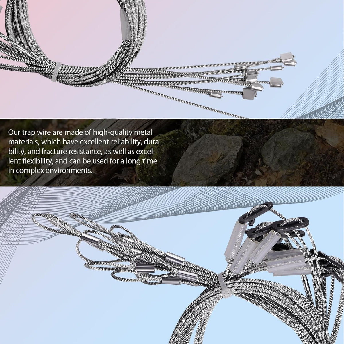 12 Pack Small Game Animal Snares - 36 Inch Copper Cable Trapping Lines