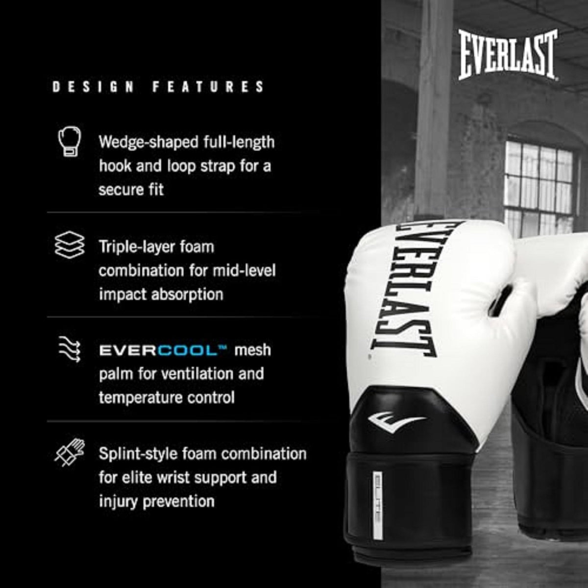 16oz Boxing Gloves White Black Secure Fit Training Gear
