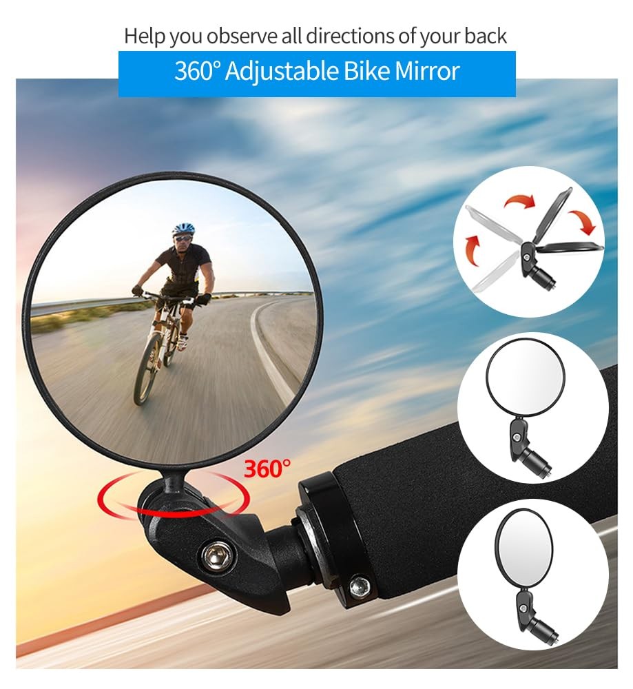Adjustable Bicycle Rearview Mirror Set - Handlebar Bike Mirrors 2 Pack