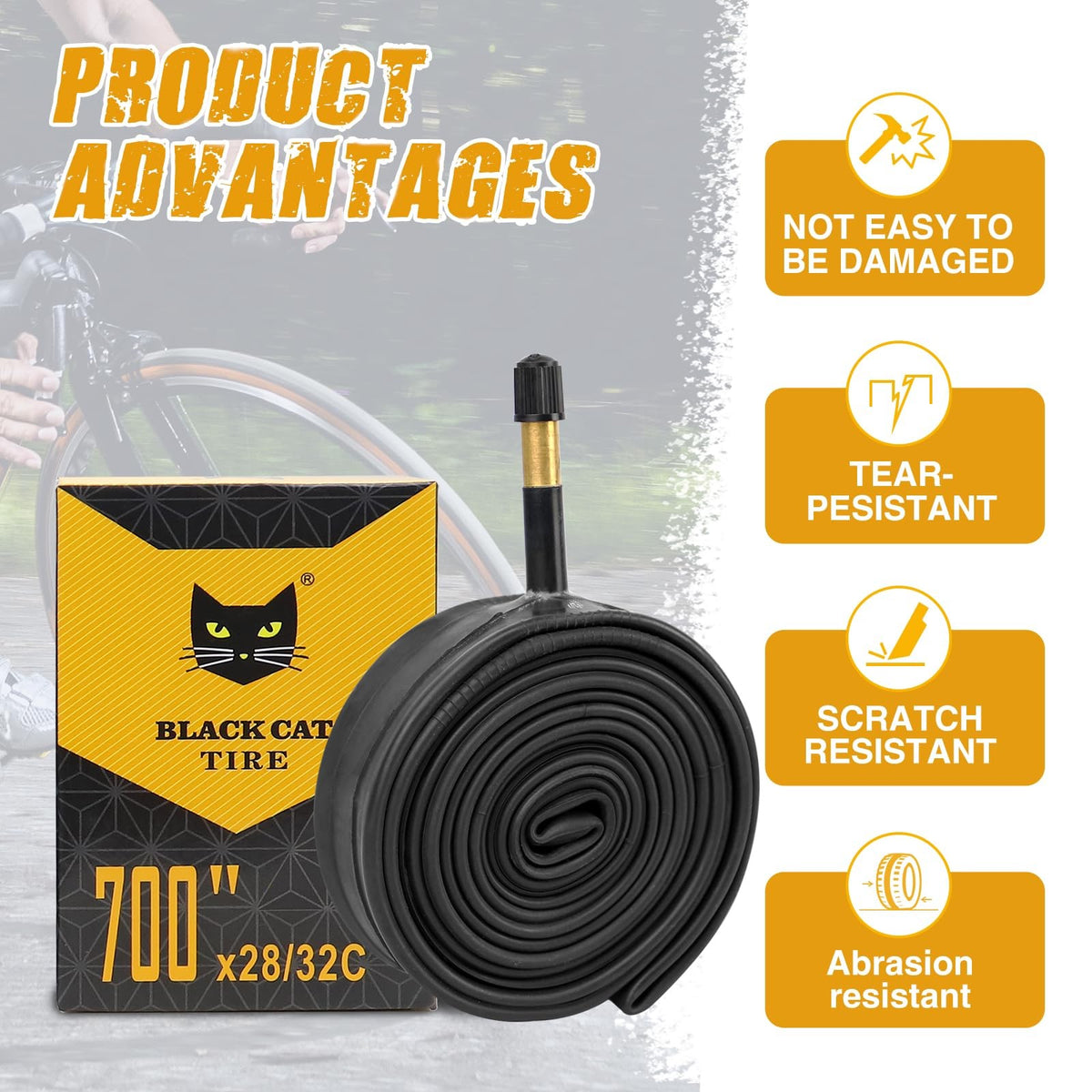 2 Pack 700x28C/32C Bike Inner Tubes with Schrader Valves for Road Bikes