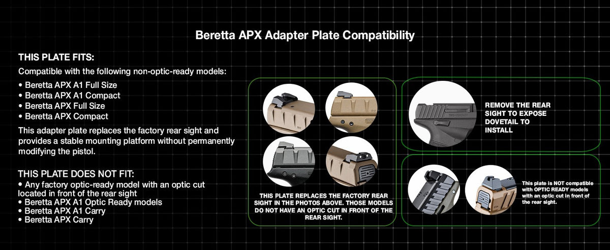 Mount Plate for Non-Optic Ready Beretta APX Pistols