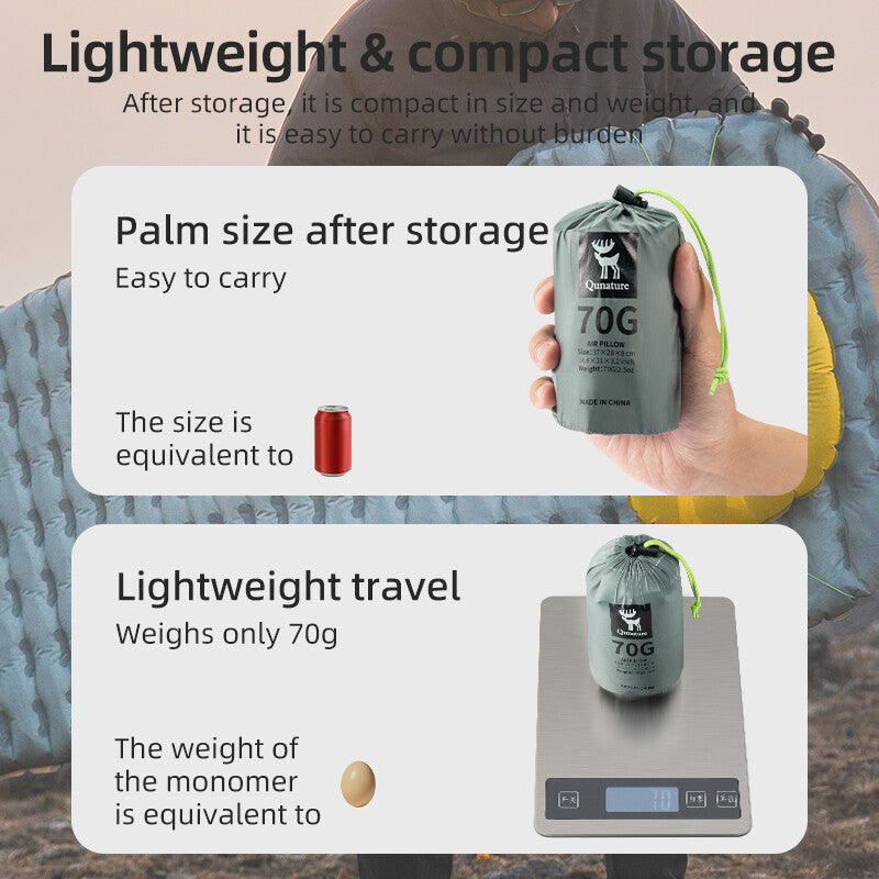 Lightweight Inflatable Camping Pillow with Neck Support - Compact & Waterproof