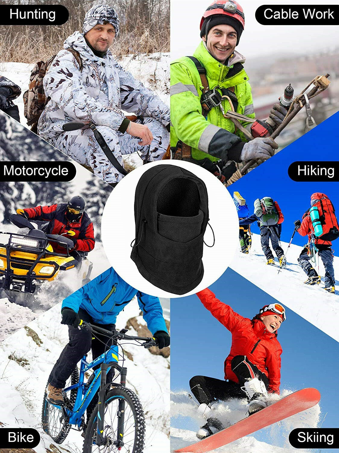 Full Face Winter Ski Mask Balaclava Beanie Fleece Trapper Outdoor Hat