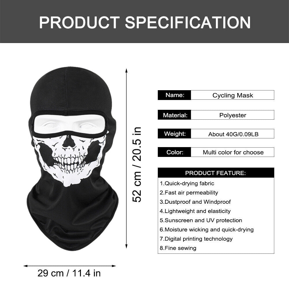 Unisex Skull Mask Balaclava for Cycling Hiking Ski Halloween Face Cover