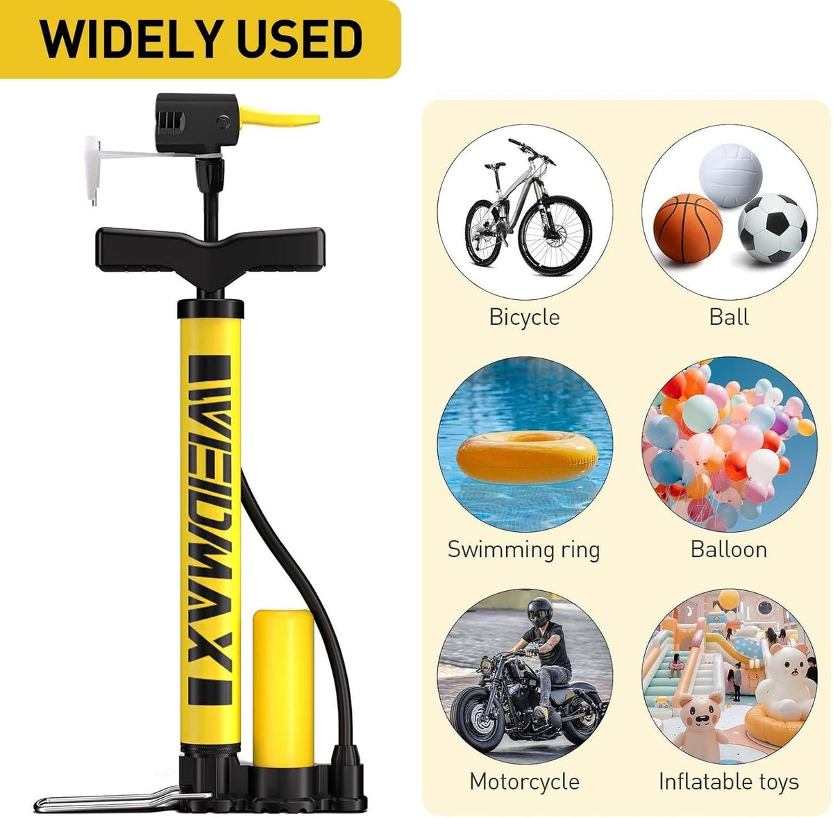 High Pressure Bicycle Floor Pump 160 PSI with Gauge and Dual Valves