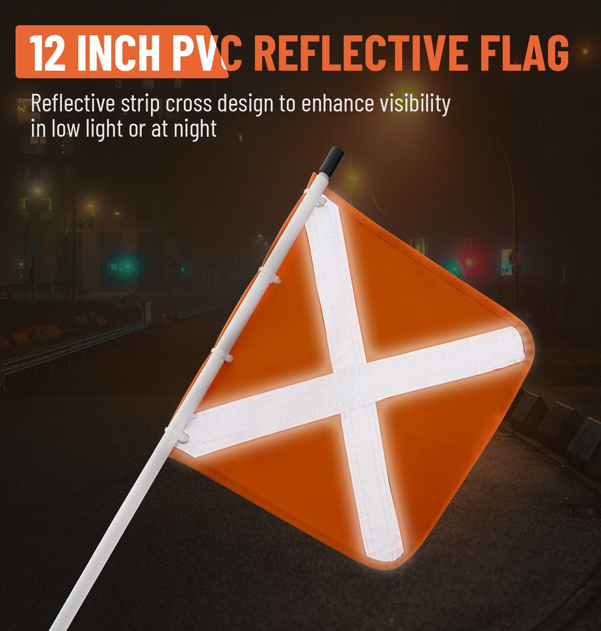 12x12 PVC Reflective Sand Safety Flag with Spring Mounting Base for Off-Road Vehicles