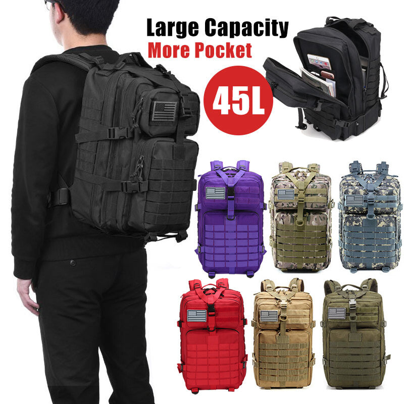 45L Tactical Military Backpack Large Rucksack for Camping Hiking Travel
