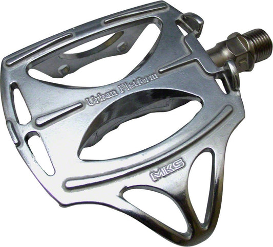 Aluminum Bicycle Platform Pedals - Silver, 9/16 Inch, Toe Clip Compatible