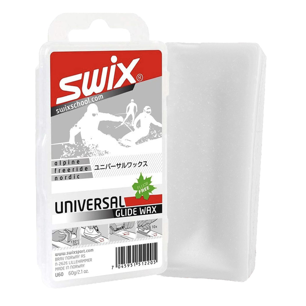 Universal Ski & Snowboard Glide Wax Bar All Snow Conditions Non-Fluoro