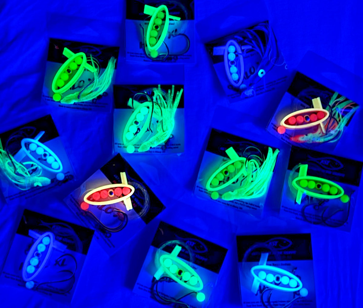 Salmon Fishing Spinners Glow Green Halo Hoochie Lures - 2 Pack
