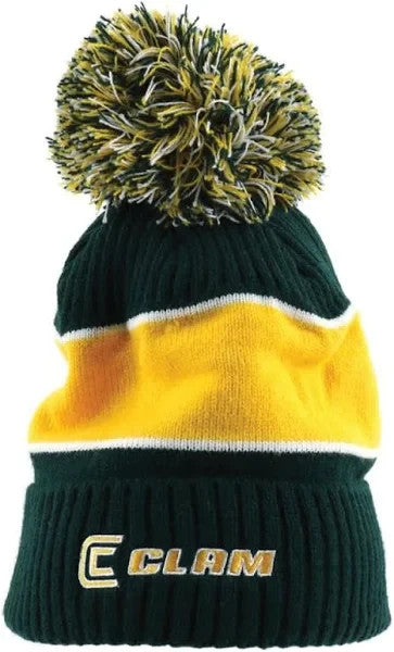 Winter Sports Green & Gold Pom Hat with Fleece Lining - Style
