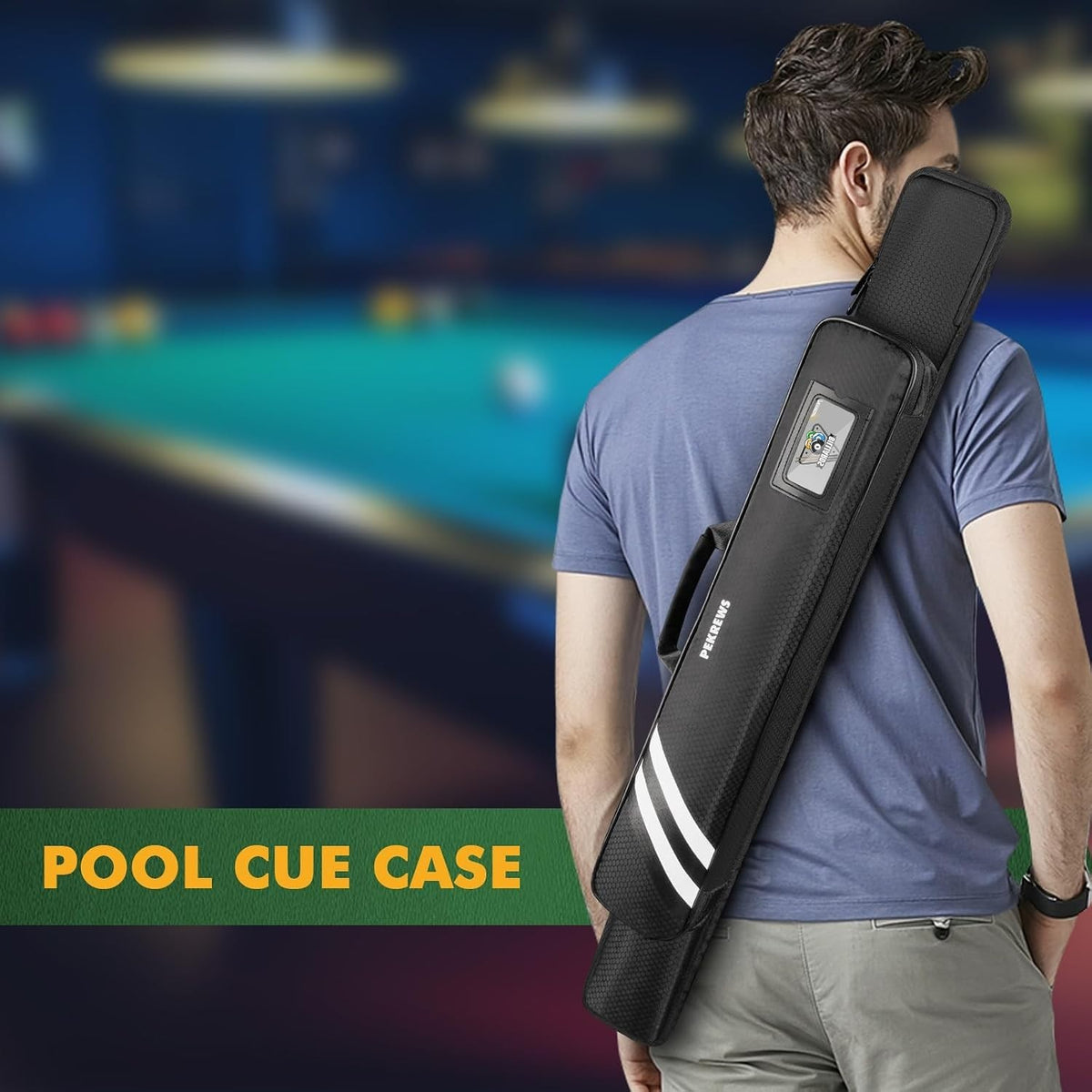 Pool Cue Soft Shoulder Strap Waterproof Case 58-Inch Fits 2-Piece Cues
