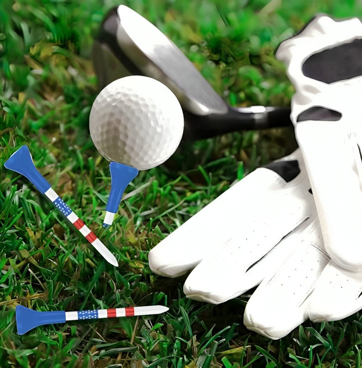Unbreakable American Flag Golf Tees - 50 Pack 3¼ Inches for Drivers & Long Shots