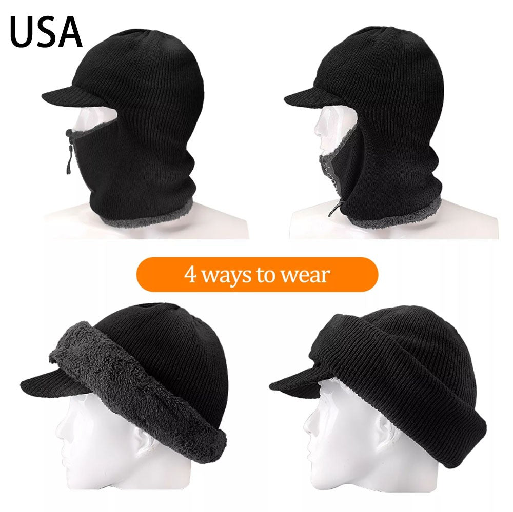 Winter Full Face Ski Mask Balaclava Windproof Fleece Neck Warmer - Black