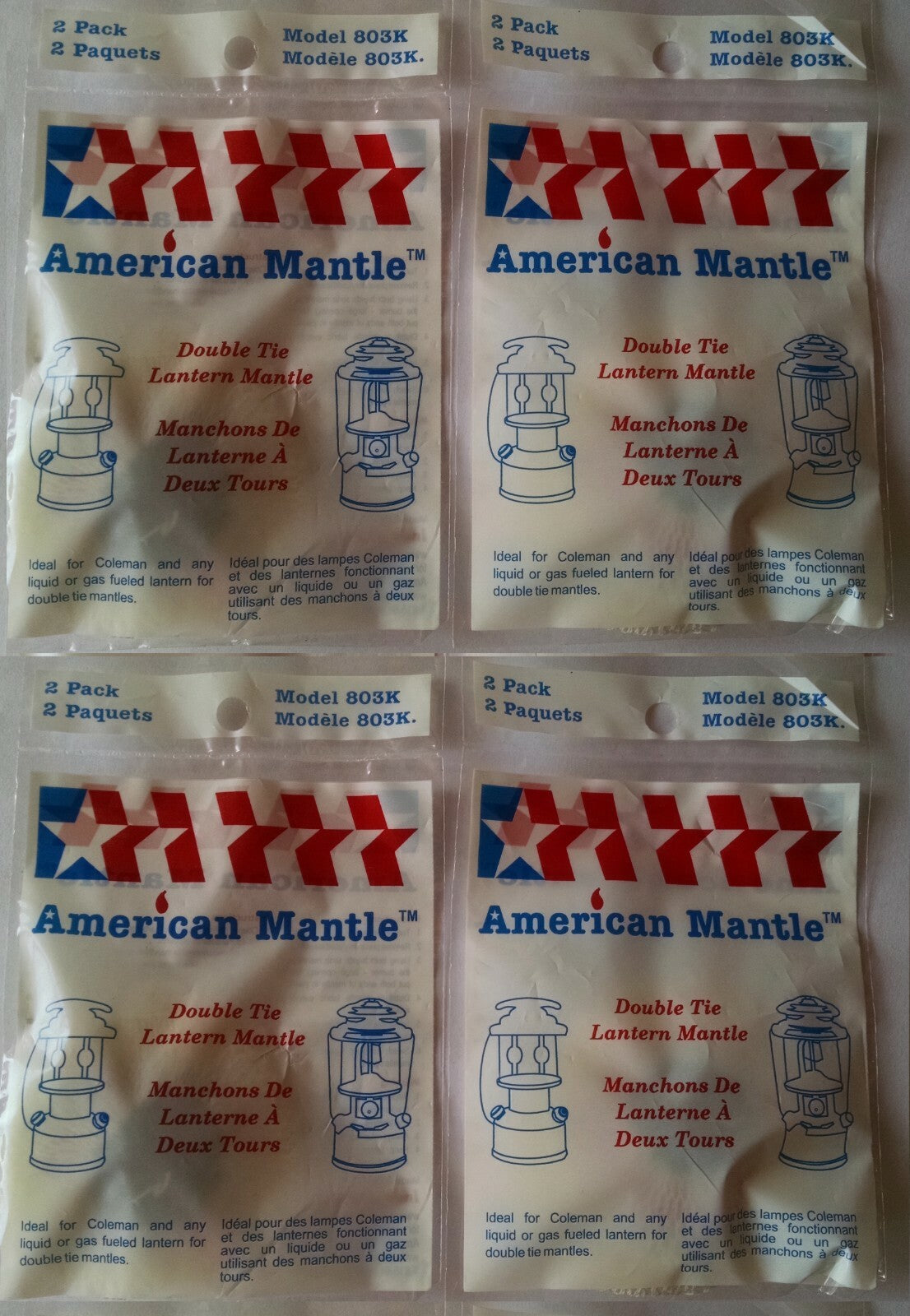 4 Pack Double Tie Lantern Mantles for Propane & Liquid Fuel Lanterns