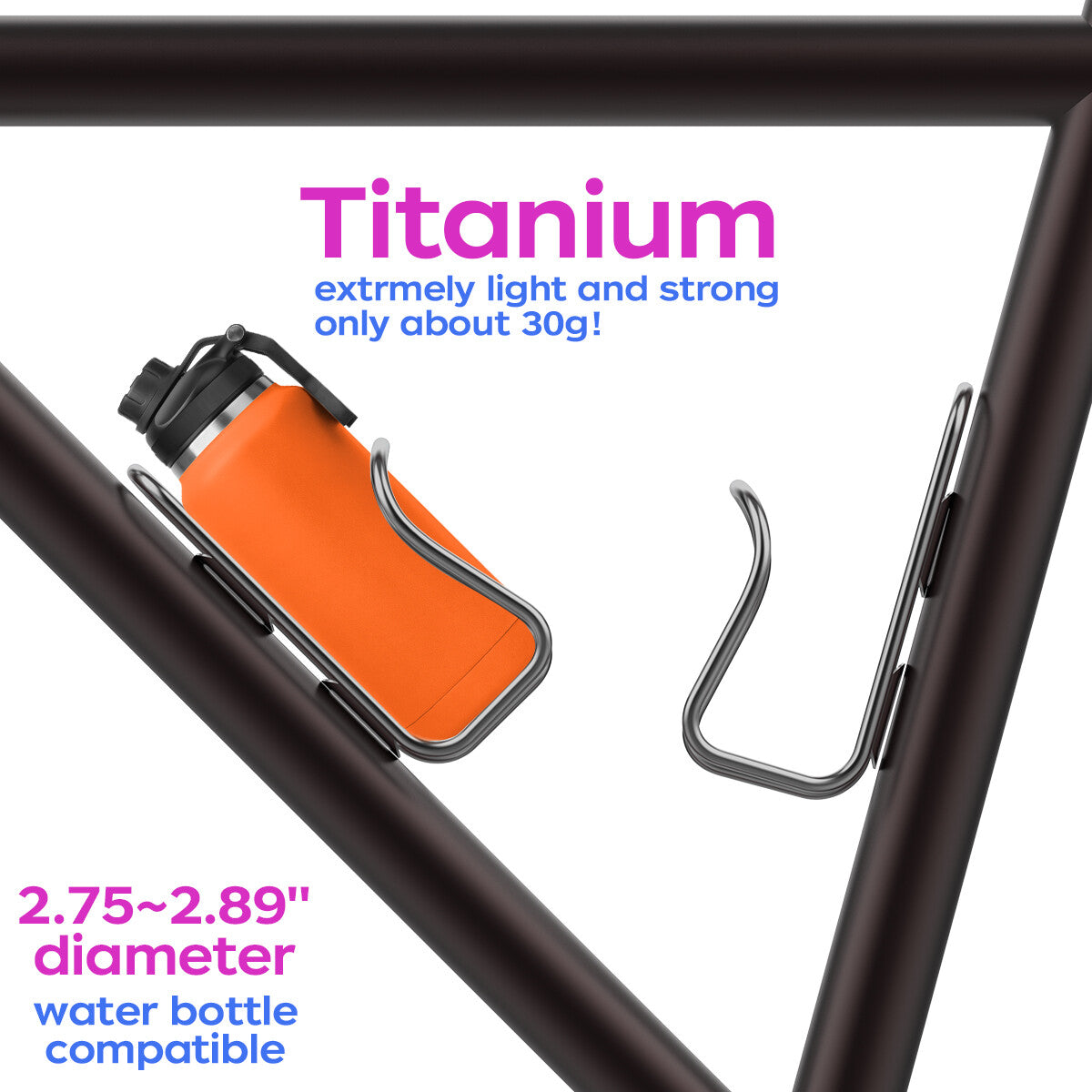 Lightweight Titanium Water Bottle Cage - Silver, 2-Pack with Free M5 Bolts