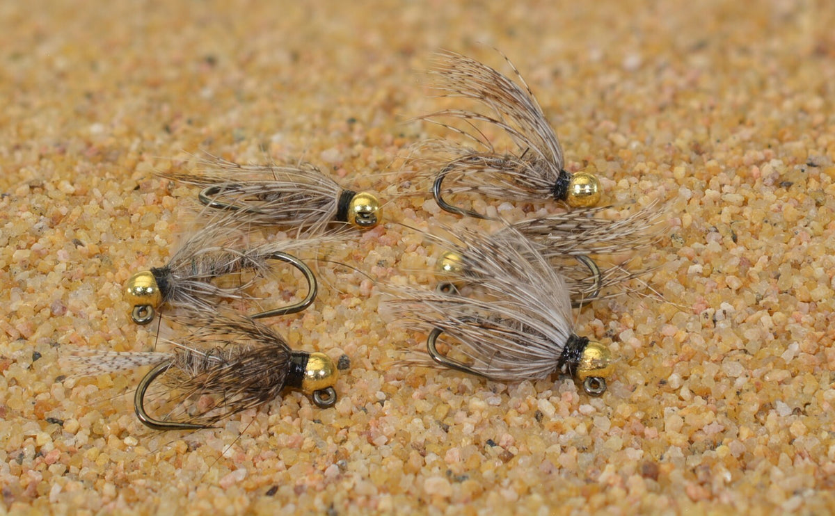 Soft Hackle Hares Ear Jig Head Flies for Fly Fishing - Tungsten Bead, Barbless Jig Hook