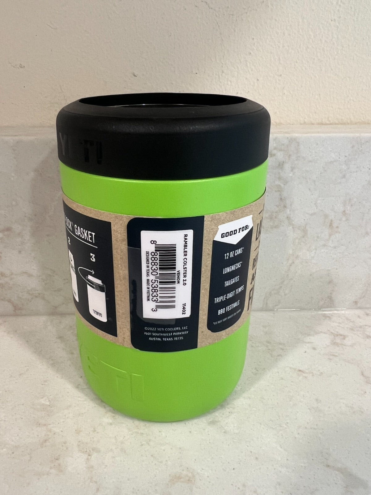 YETI Colster 12 oz Can Cooler - Venom Green Rambler Drink Holder