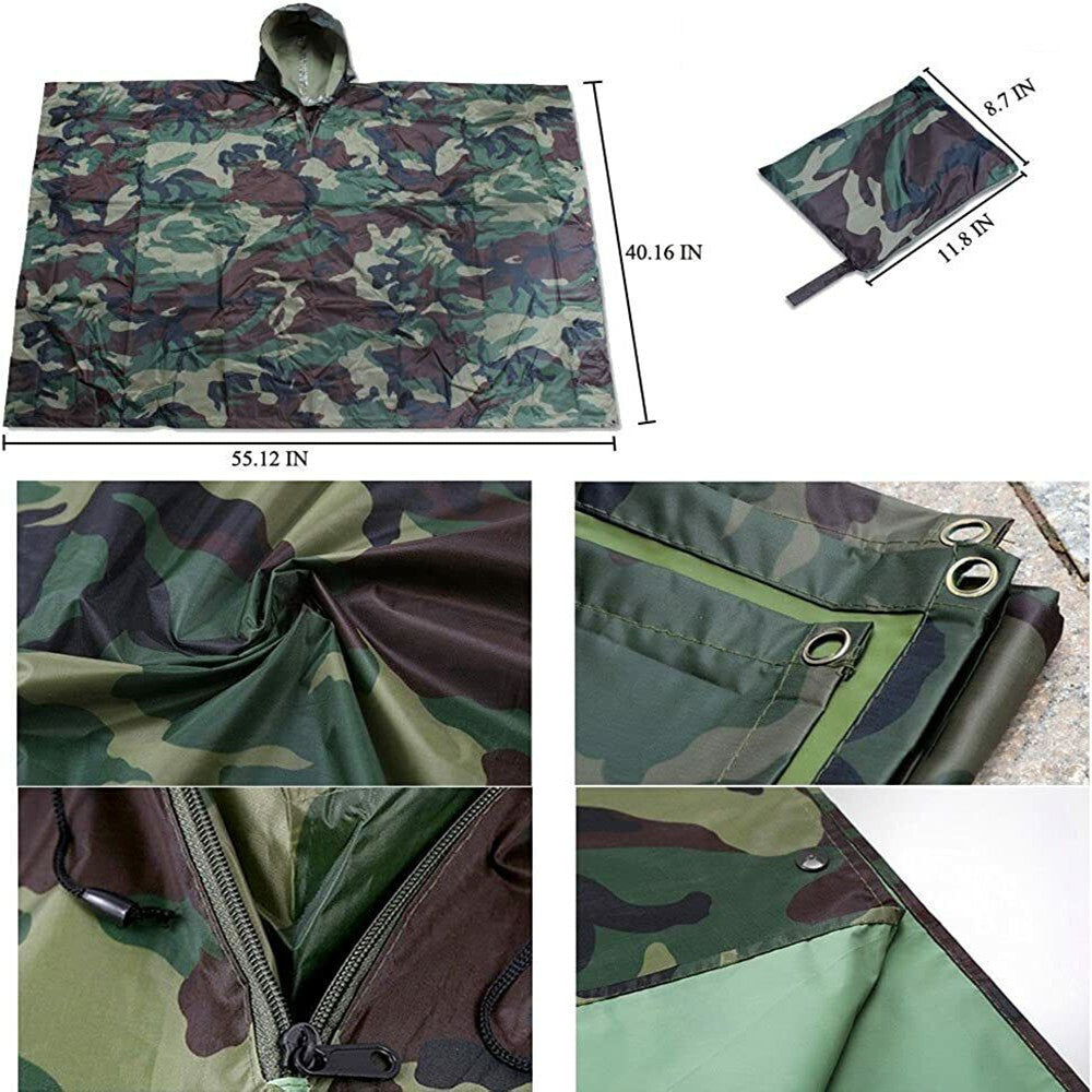 Waterproof Tactical Rain Poncho Shelter for Hunting Camping and Outdoor Use