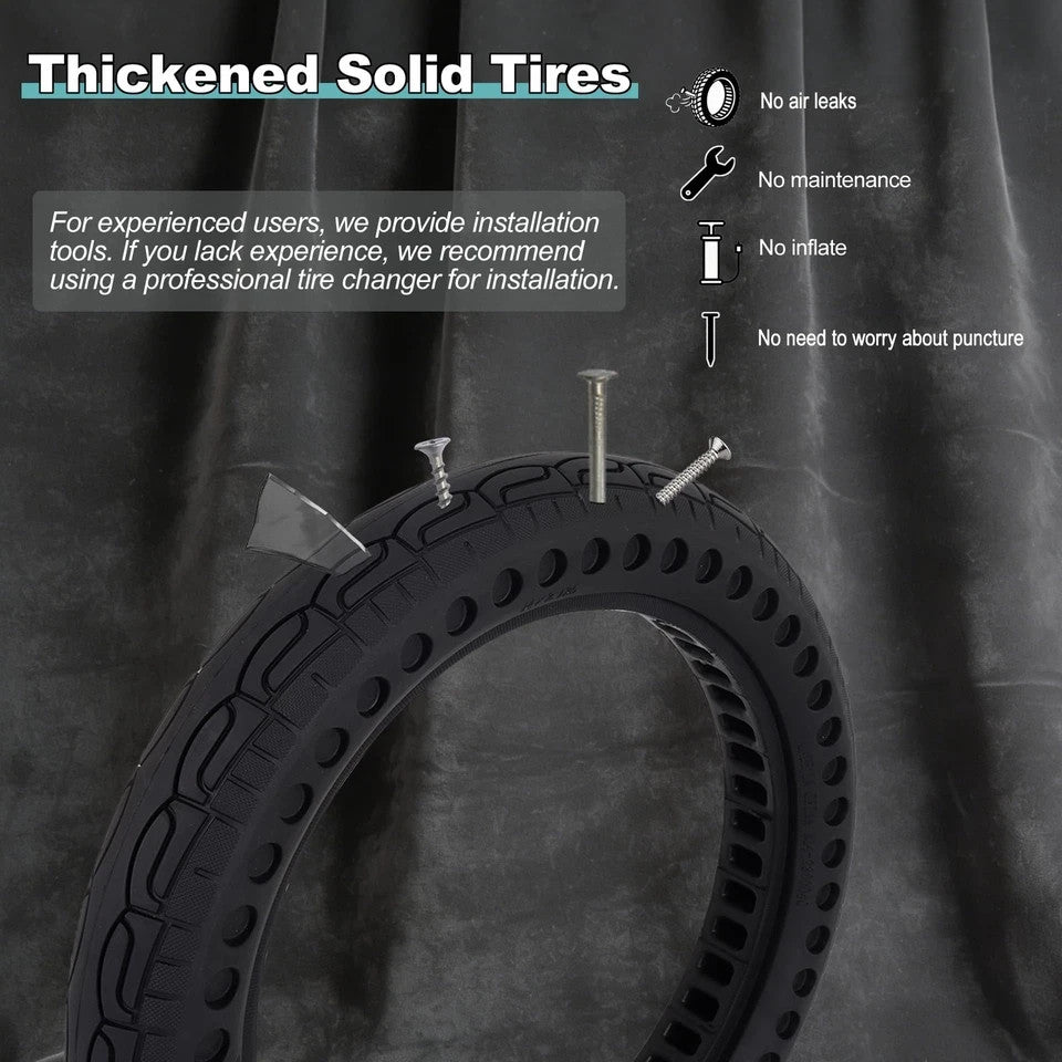 14 Inch Tubeless Solid Bike Tire for E-Bikes & Scooters - 2 Pack