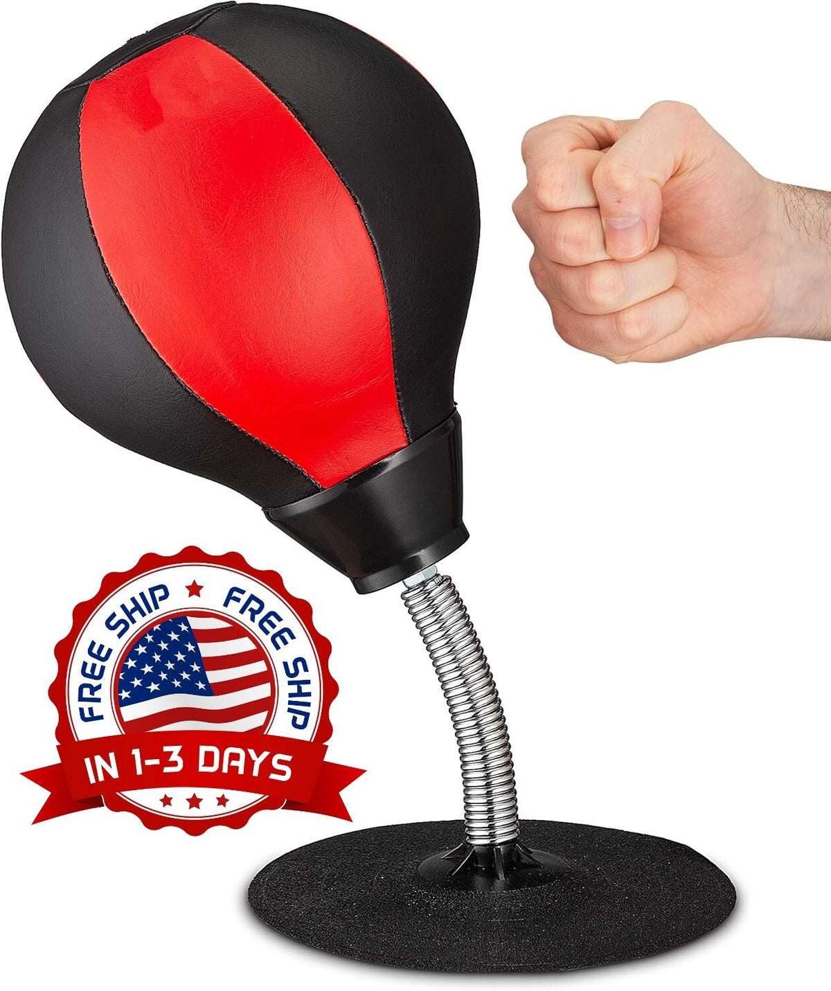 Desk Stress Relief Punching Bag with Pump - Stress Buster Toy for Office & Home