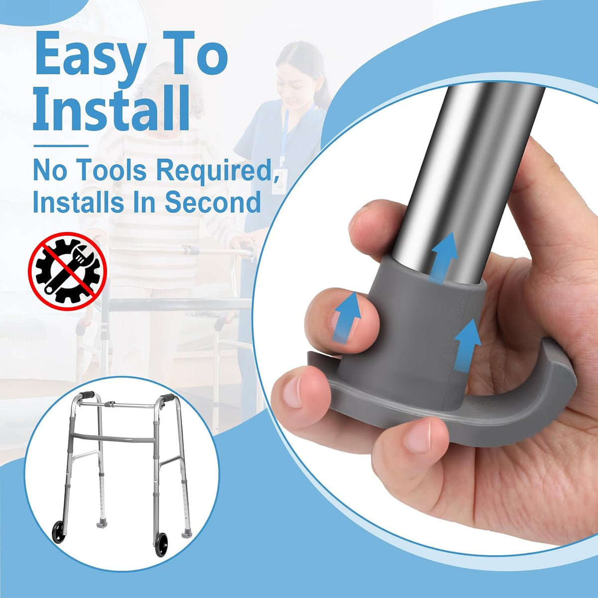 Walker Ski Glides for Folding Walkers - Replacement Feet for Smooth Mobility
