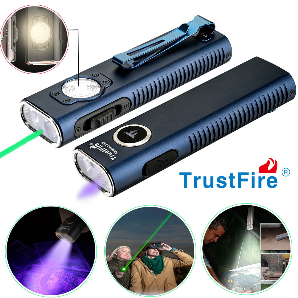 TrustFire 1050 Lumens LED Flashlight with UV Floodlight and Laser - Multiple Colors