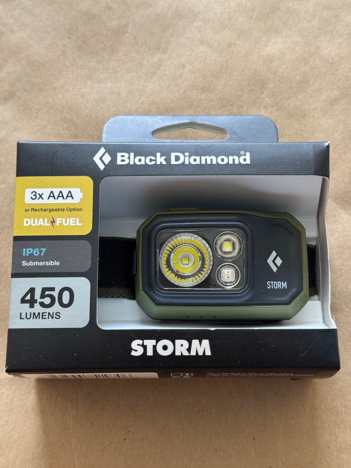 Black Diamond Storm 450 Headlamp Dark Olive Waterproof Camping Light