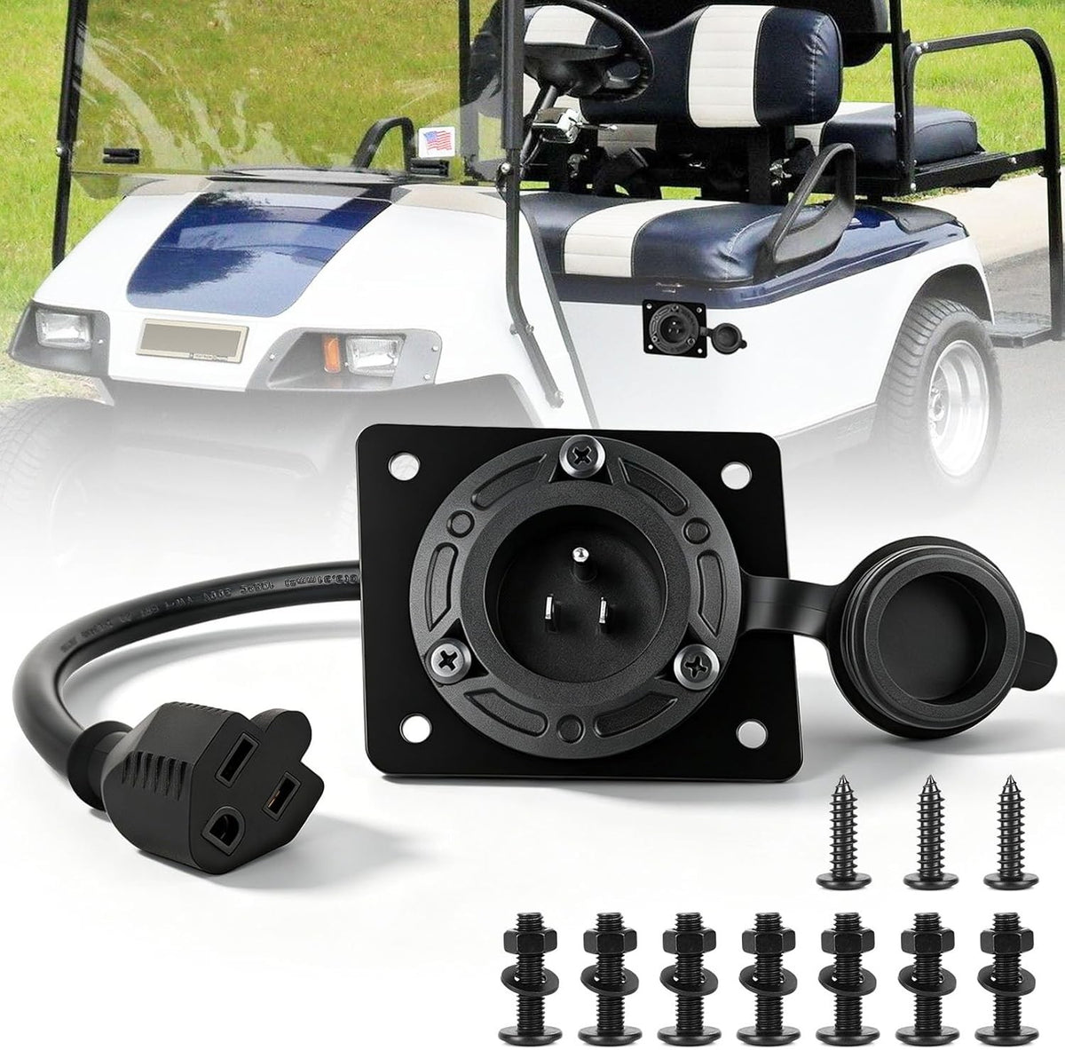 Golf Cart Charging Port Cover Plate Waterproof Dustproof 120V Adapter