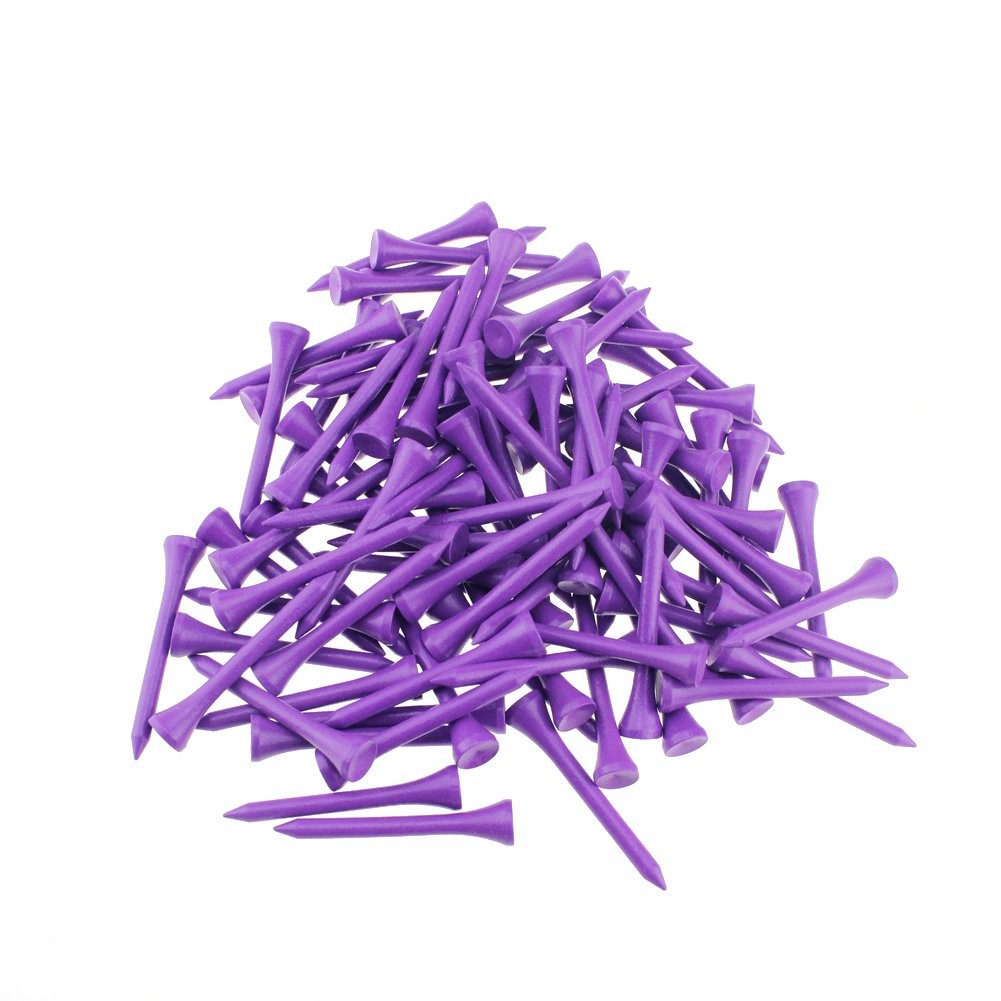 Deluxe 2 1/8-Inch Wooden Golf Tees - Purple, 100 Pack