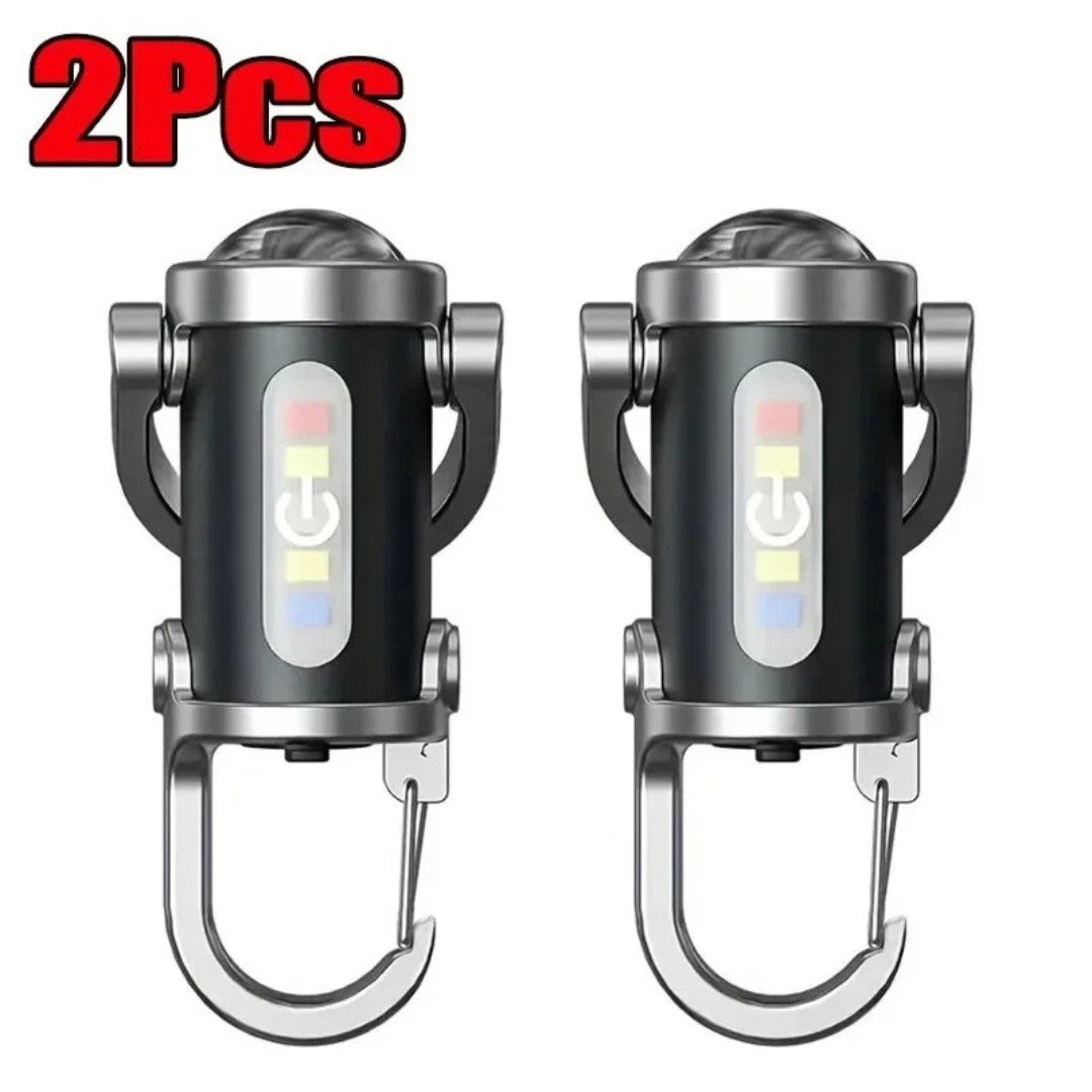 Mini Rechargeable LED Keychain Flashlight with COB Light for Camping Outdoor Use