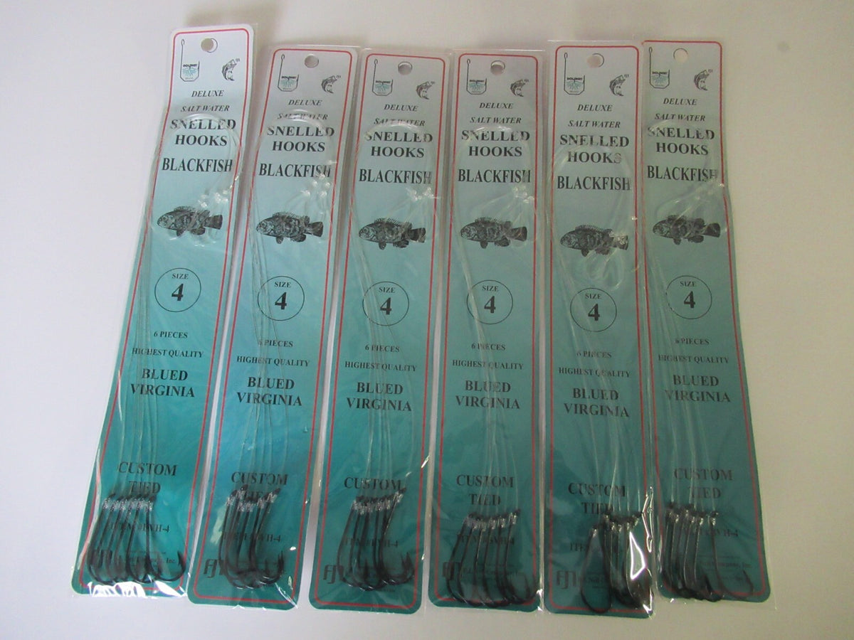 Snelled Fishing Hooks Set - Virginia Blued Blackfish Leader Rigs for Saltwater Fishing
