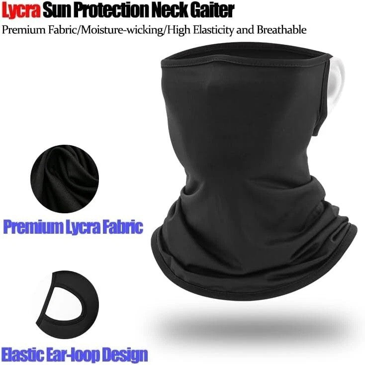 UV Protection Cooling Neck Gaiter Face Mask Scarf with Ear Loop