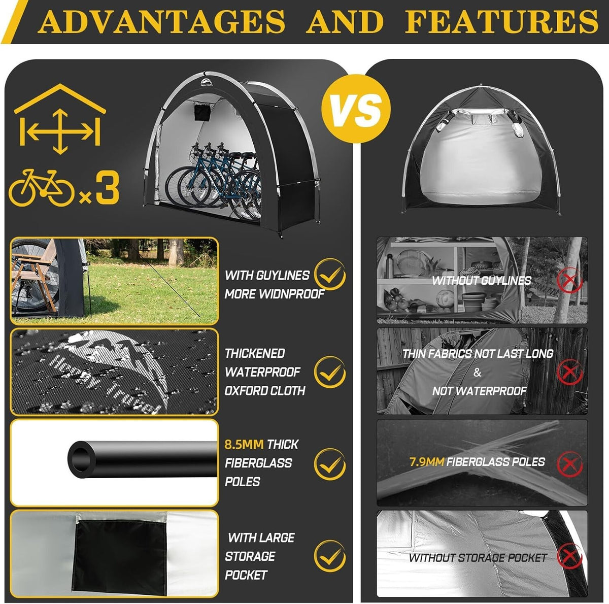 Waterproof Bike Tent for 2-4 Bicycles Outdoor Storage Shelter