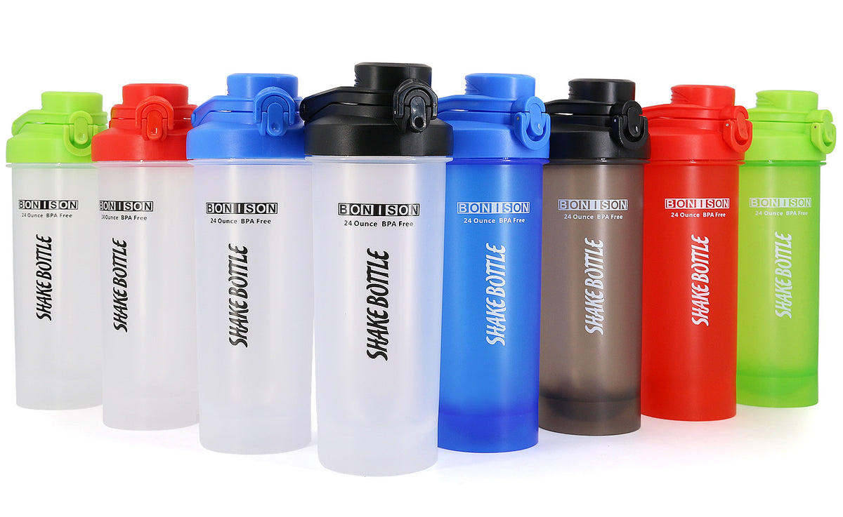 Auto Flip Lid Shaker Bottle for Protein Drinks and Smoothies - 24 oz