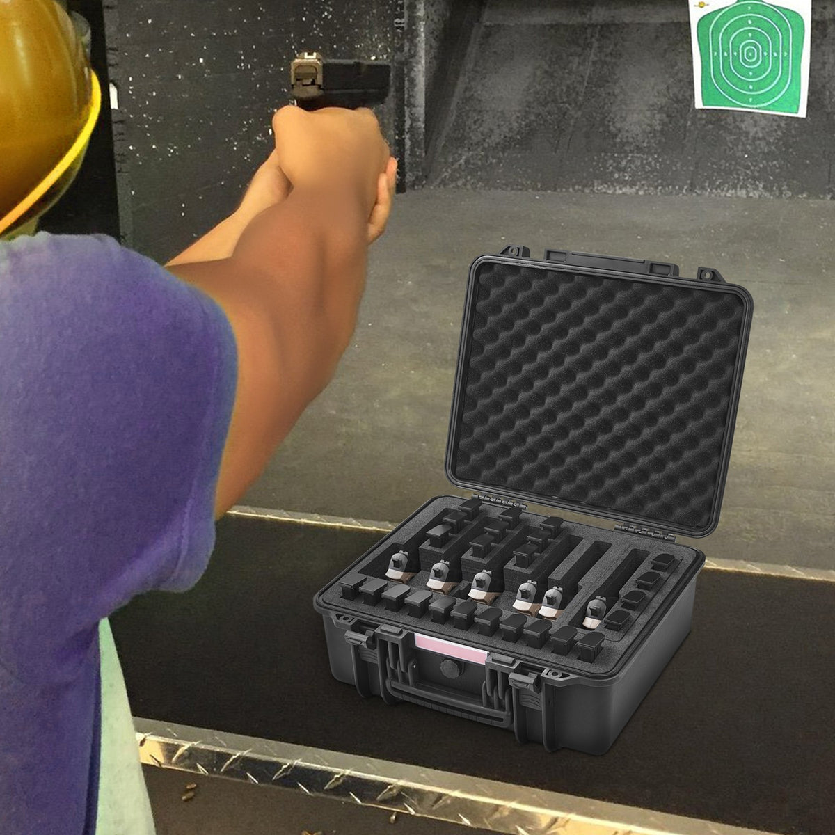 Waterproof Hard Pistol Case for 6 Handguns - Lockable TSA Approved Storage