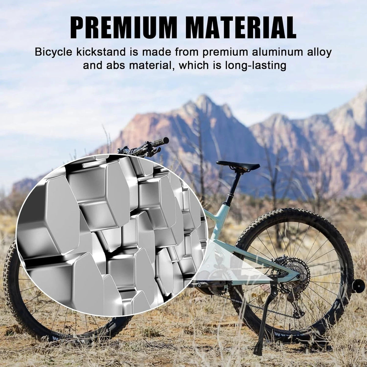 Universal Heavy Duty Ebike Kickstand 24-29 Inch Aluminum Support Adjustable