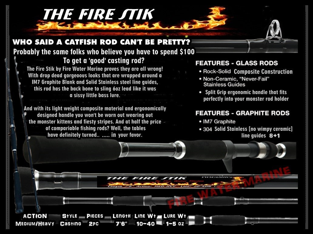 7'6" Catfish Casting Rod - Medium Heavy Fishing Pole for Striper & Flathead