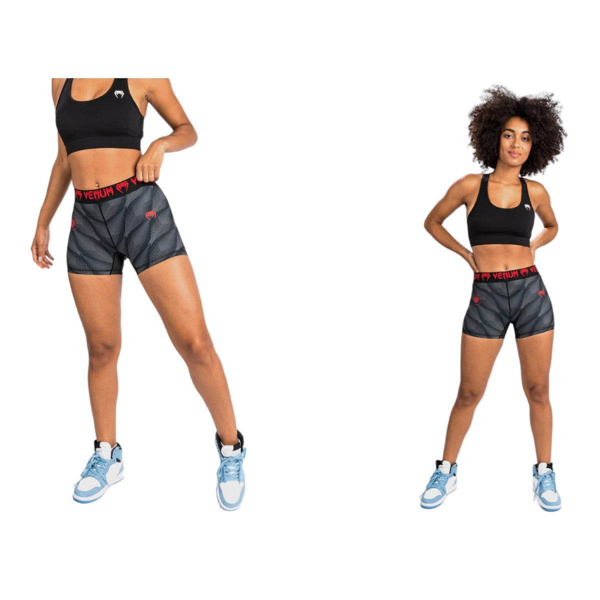 Women's Compression Shorts for Workout and Sports - Black and Red, XXL