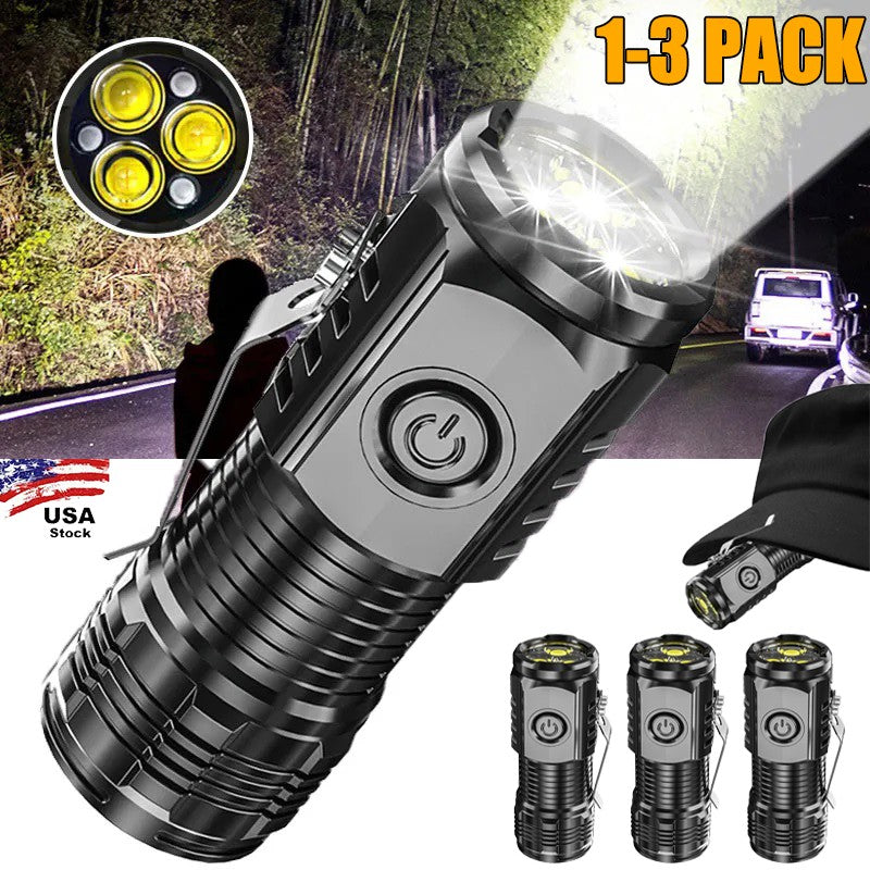 Mini Tactical Flashlight with 5 Modes USB Rechargeable LED Torch